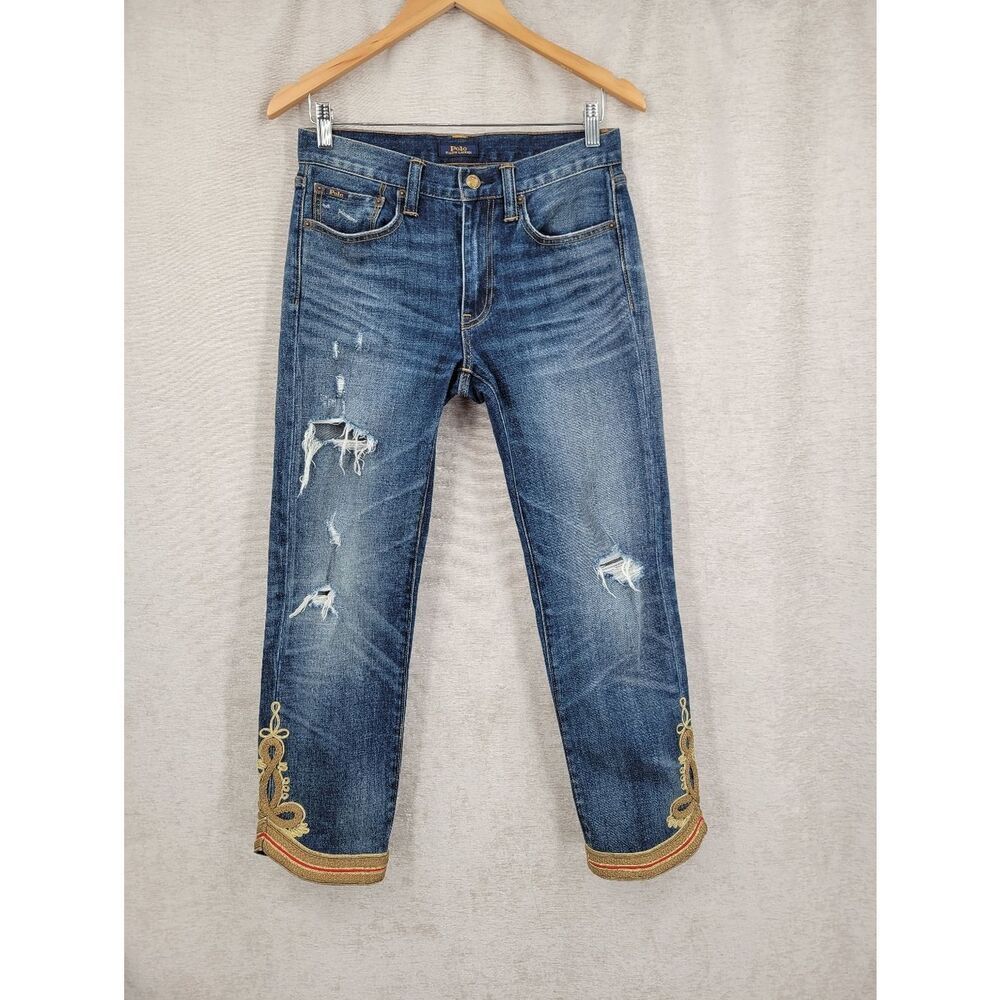 Polo Ralph Lauren Jeans Womens Size 28 Waverly Straight Crop Embroidered